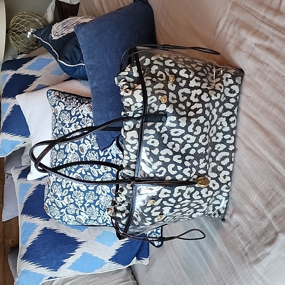 Furla Neverfull Canvas and Clear Plastic Tote